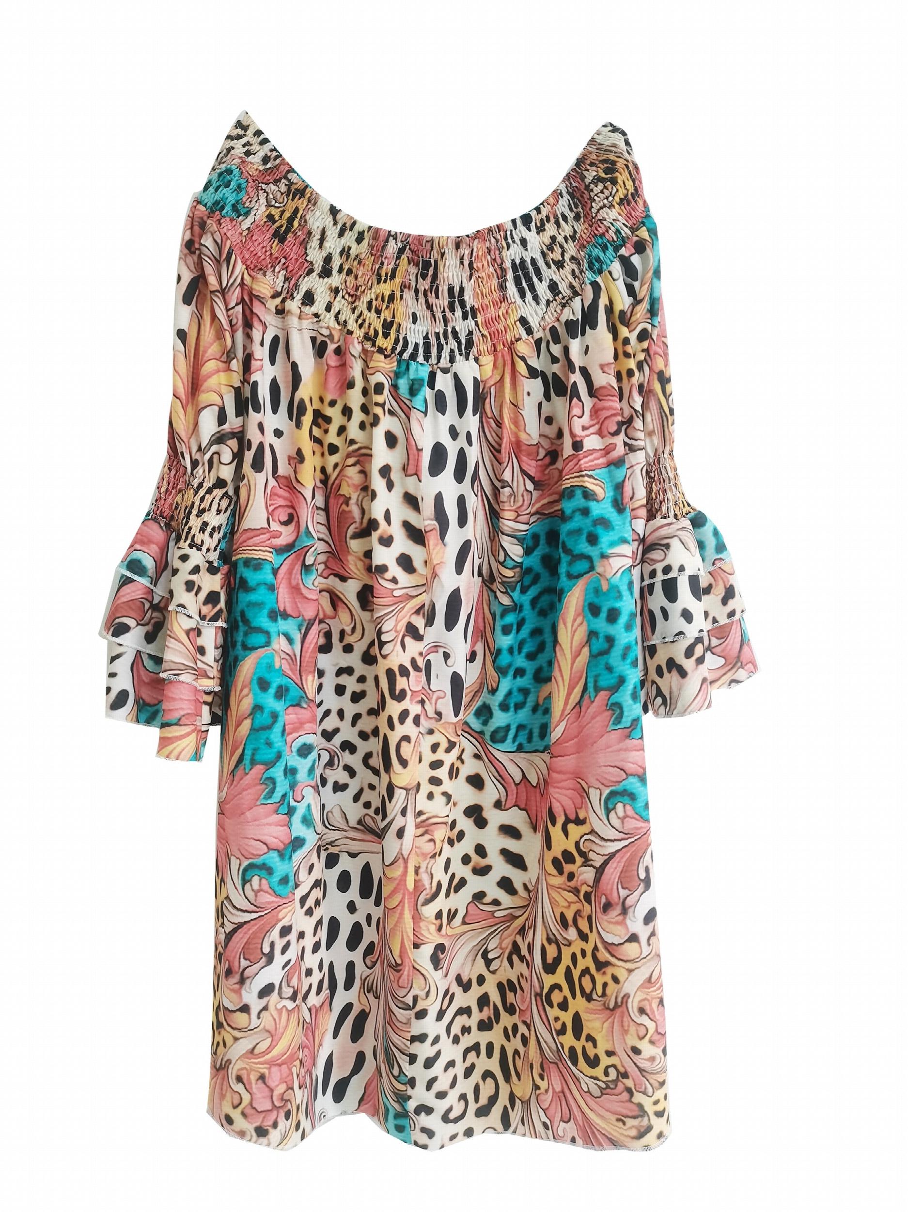  Sexy Dress Women's Plus Leopard Off Shoulder Dress