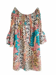  Sexy Dress Women's Plus Leopard Off Shoulder Dress