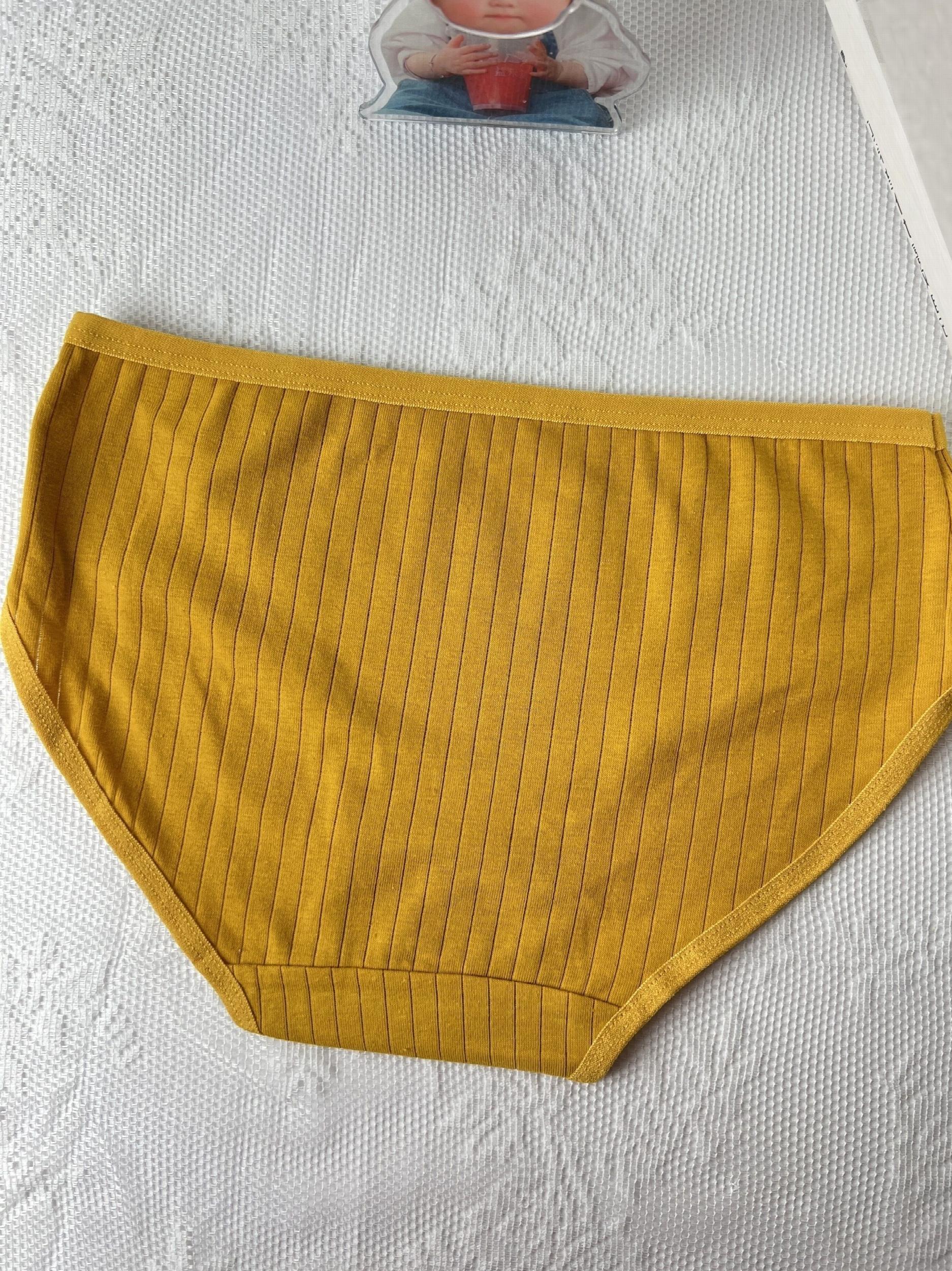 5pcs Ribbed Briefs Comfy Mid Rise Stretchy Panties Women's Lingerie