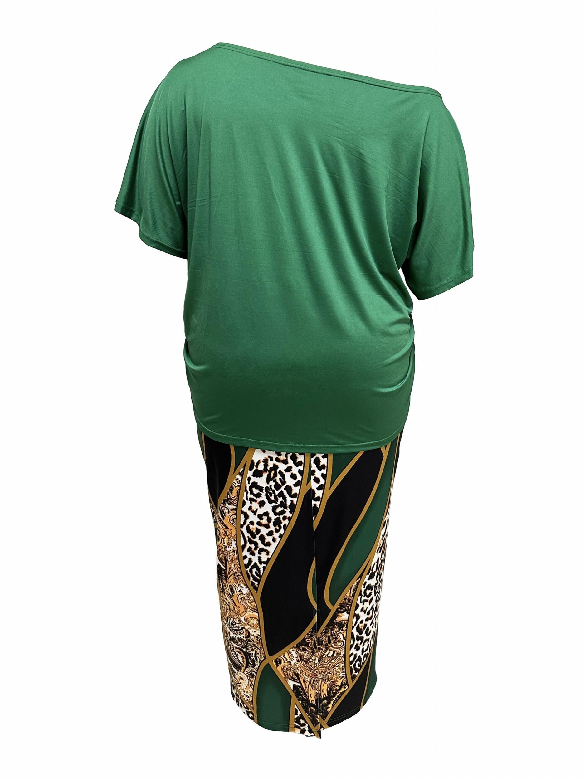  Women's Short Sleeve Tee & Skirt Outfits Two Piece Set