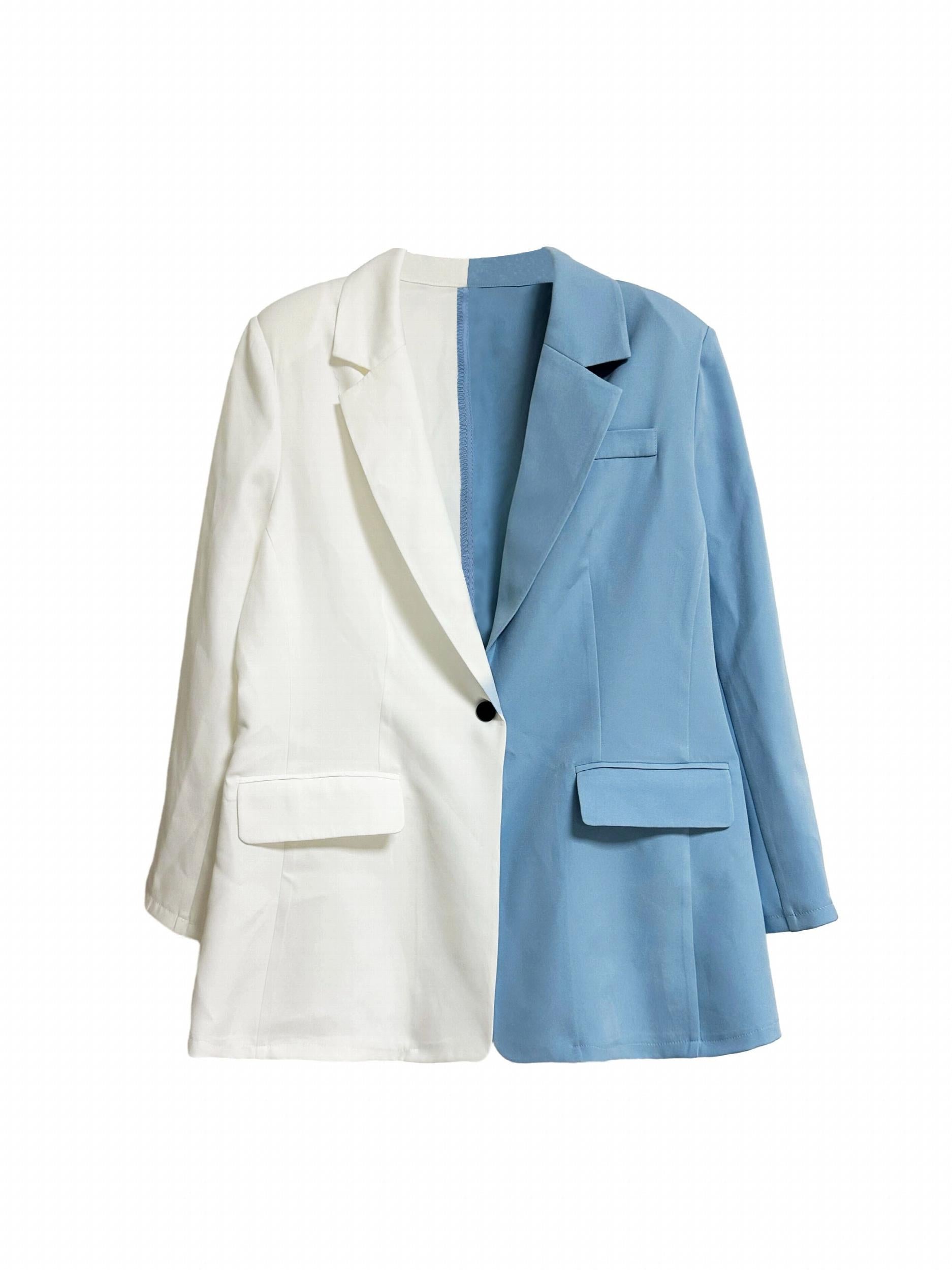  Colorblock Long Sleeve Casual Blazer