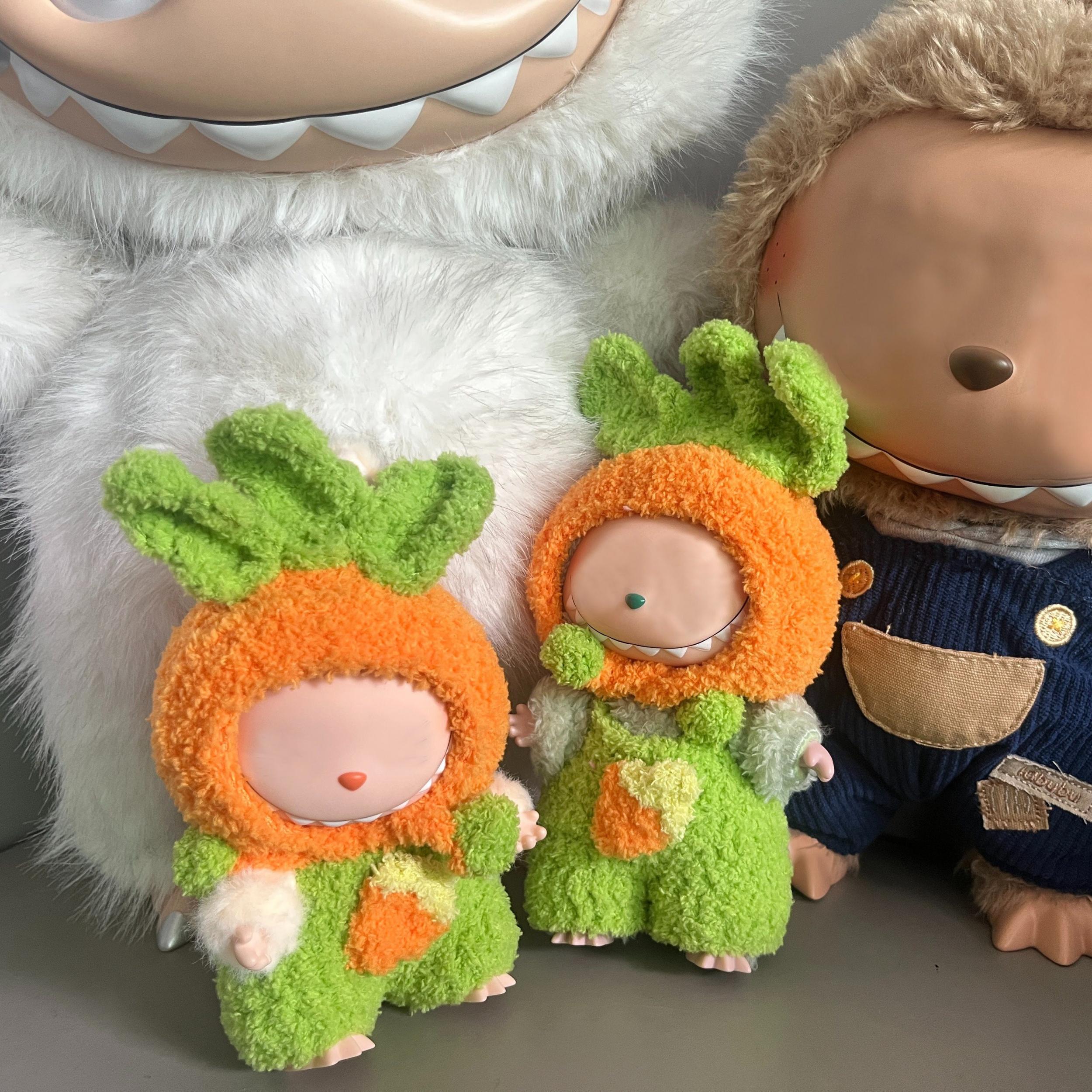 Labubu & Carrots Green & Orange Bunny Ears Matching Outfits for Dolls