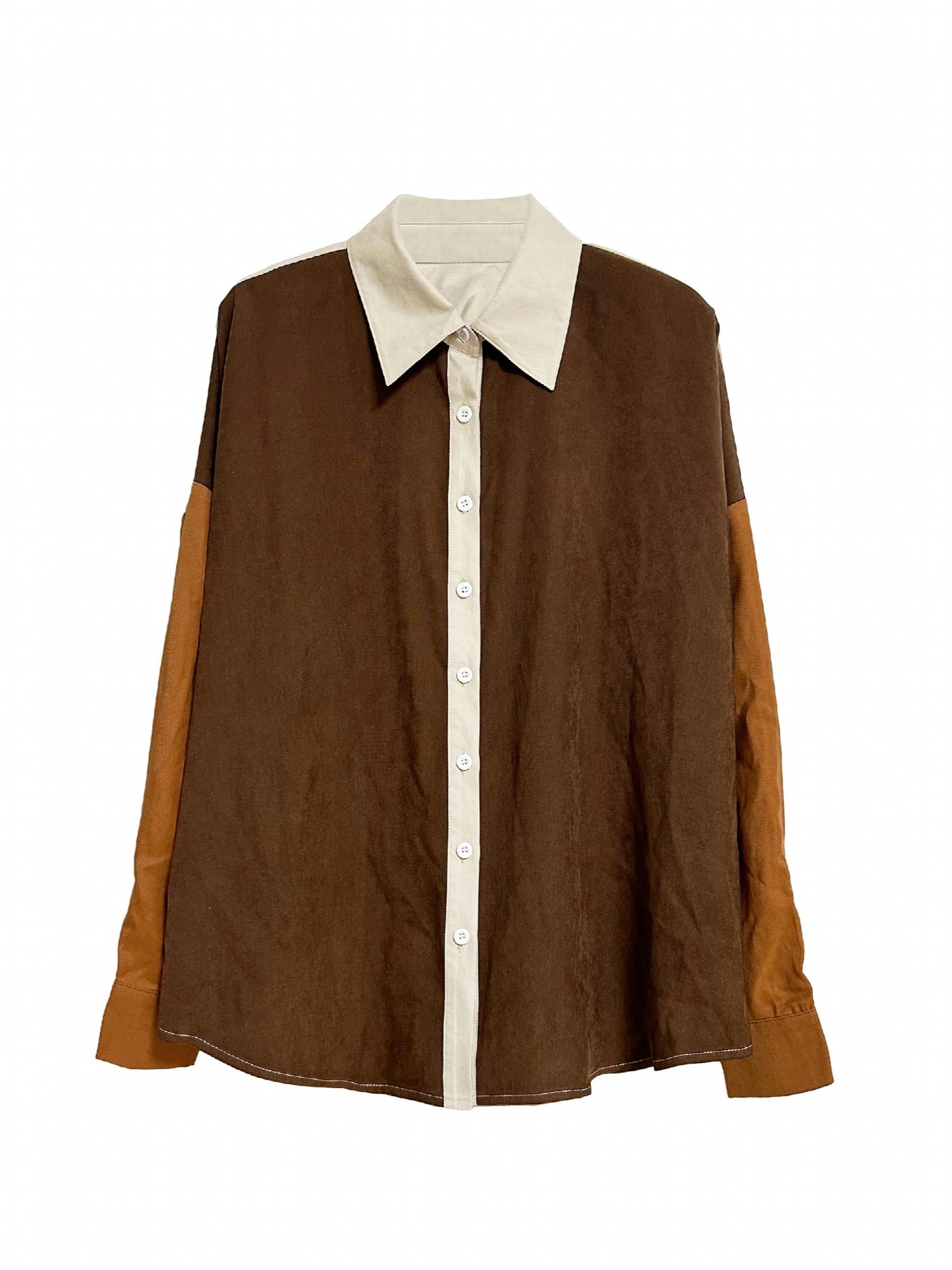  Colorblock Button Up Blouse
