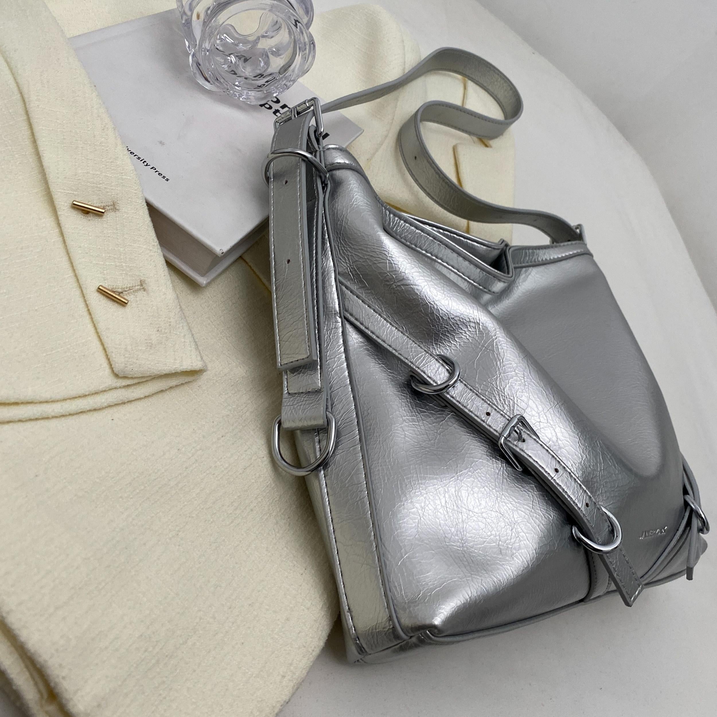 Large Capacity Casual Tote Bag Faux Leather Hobo Bag Women's