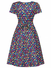 Women's Plus Floral Print Short Sleeve Surplice Neck Dress