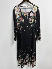  Floral Print Long Sleeve Maxi Dress