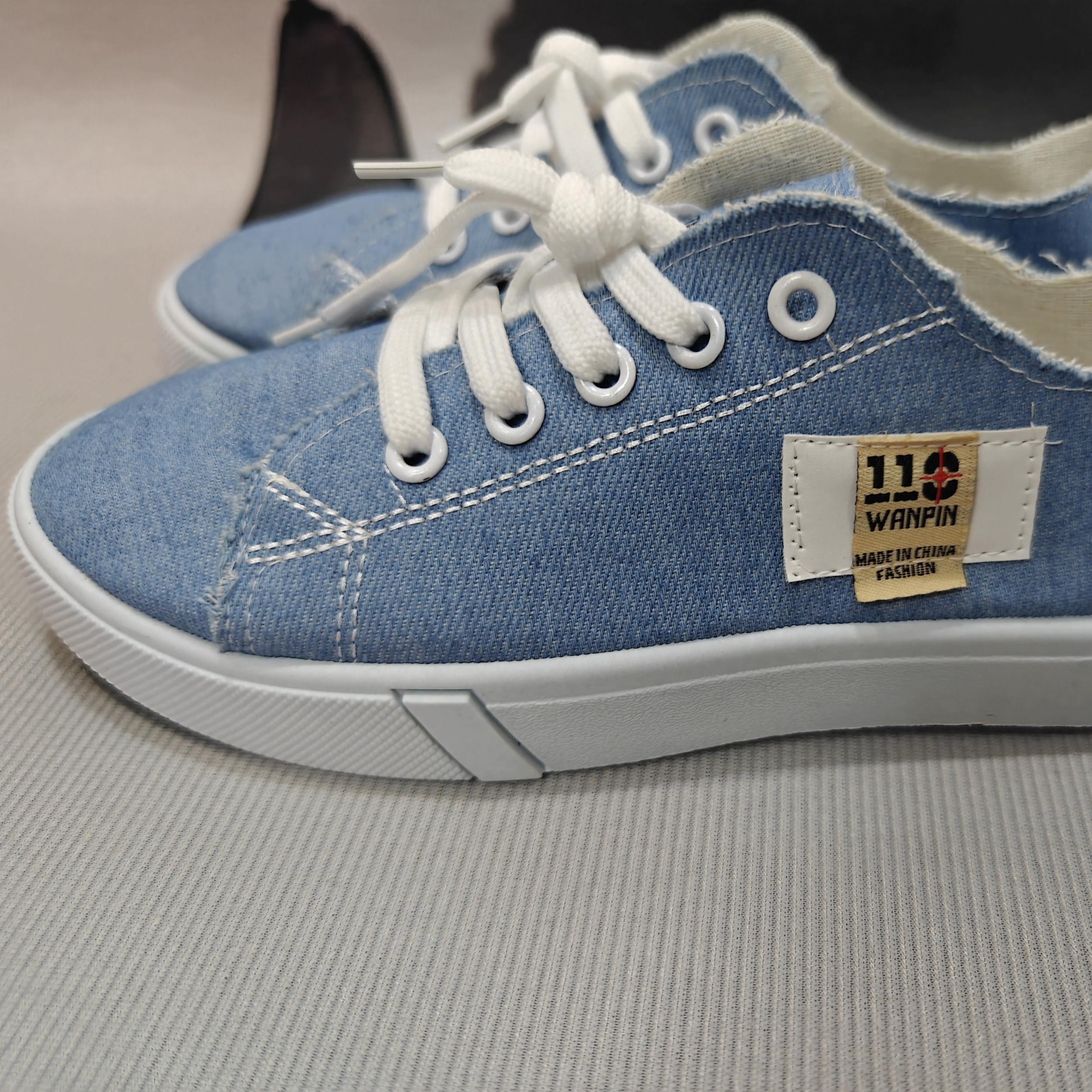 Women's Canvas Lace Up Flat Sneakers Lightweight Low Top Shoes