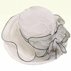 Organza Sun Hat Wide Brim Flower Ruffles Derby Hat