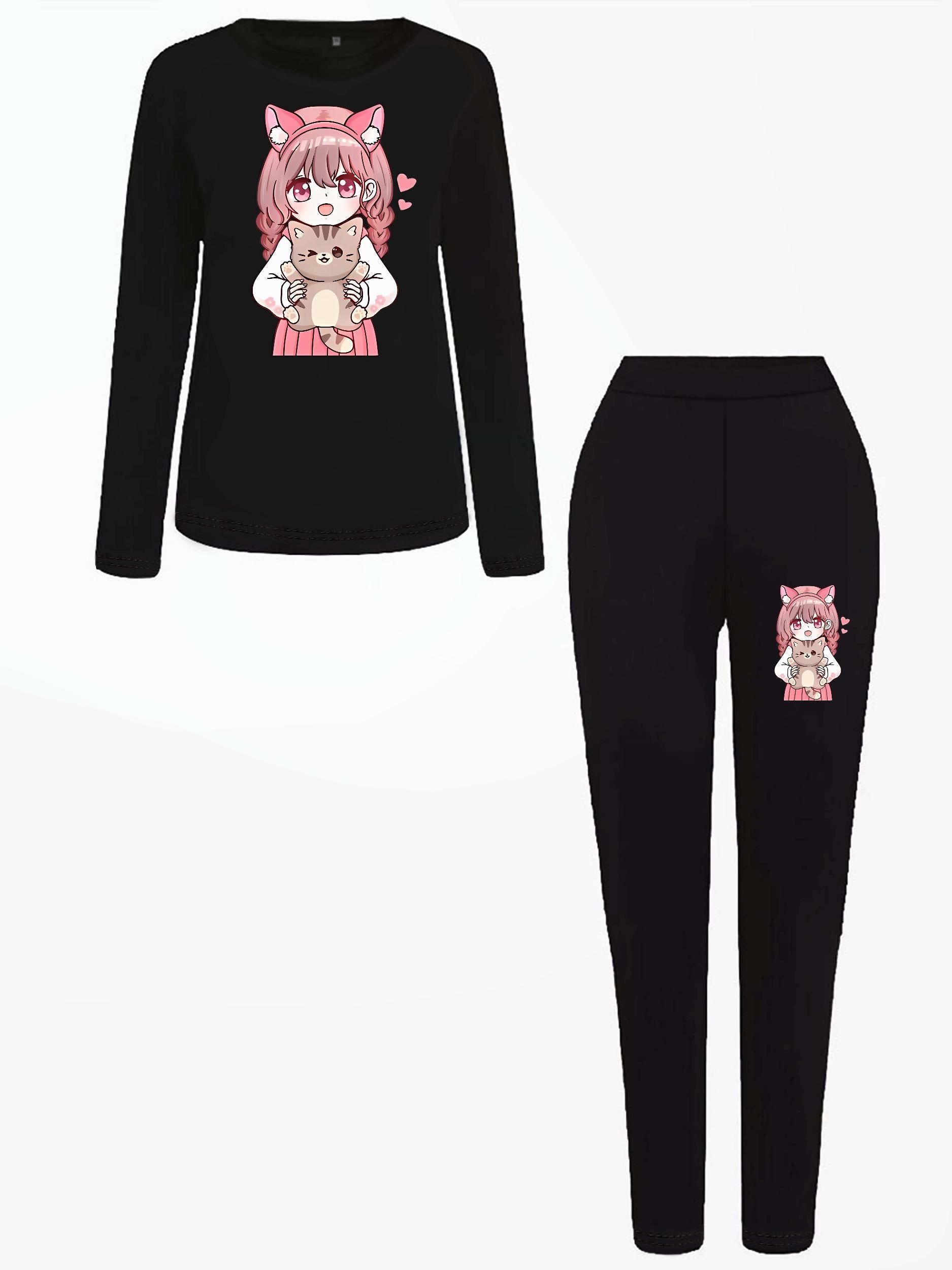  Cartoon Anime Print 2 Piece Set