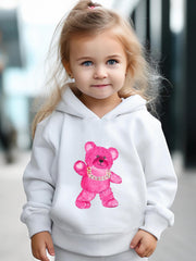 Bear Pattern Long Sleeve Hooded Sweatshirt Girls Comfy Hoodies Pullover