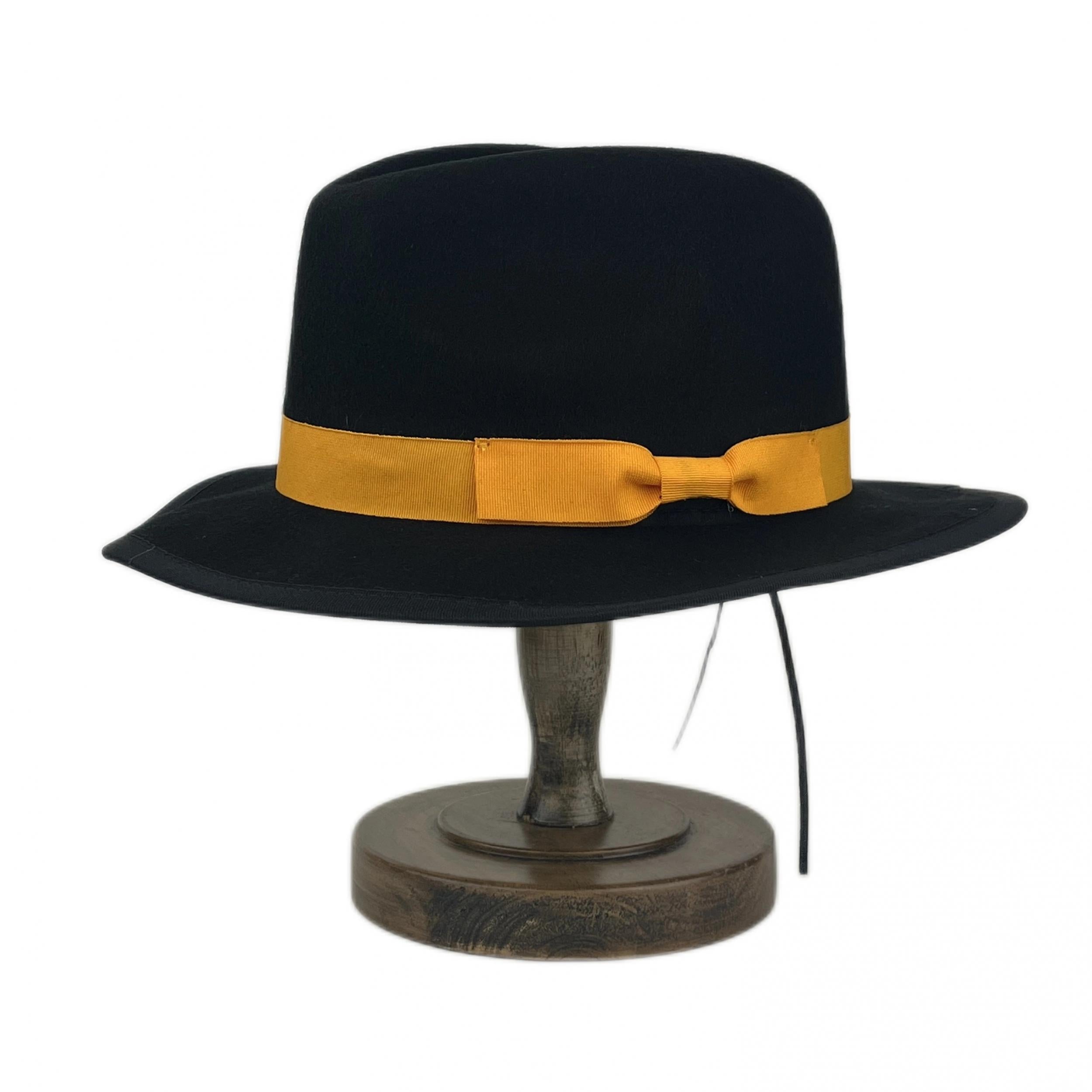 Classic Wool Fedora Hat Men & Women Yellow Purple Bow Band