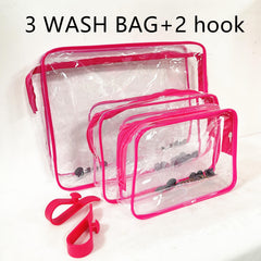 3 Pcs Transparent Inner Bags Zipper Waterproof, Hooks Travel Accessories