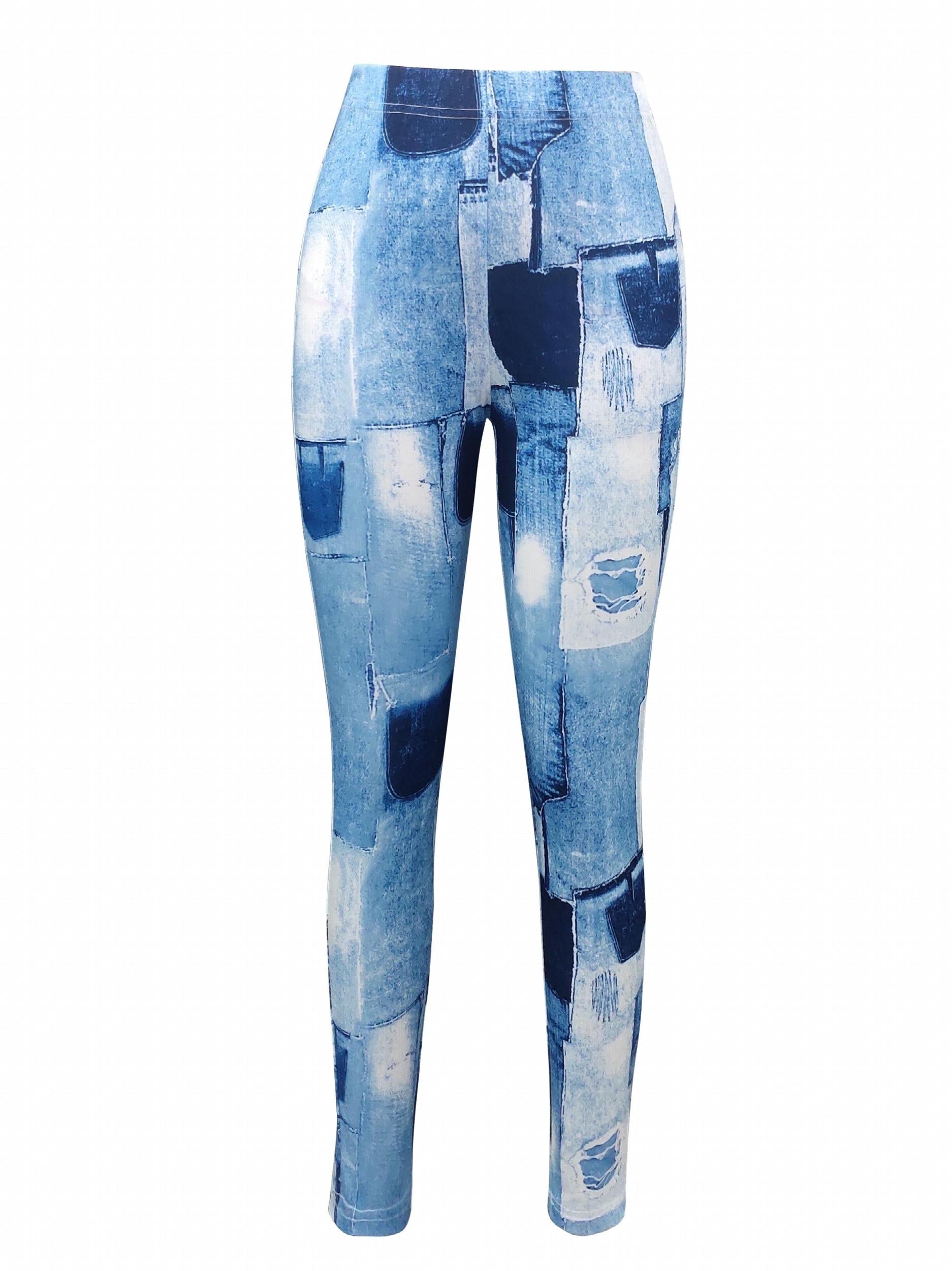 Patchwork Print Two Piece Set V Neck Long Sleeve Tops & Pants