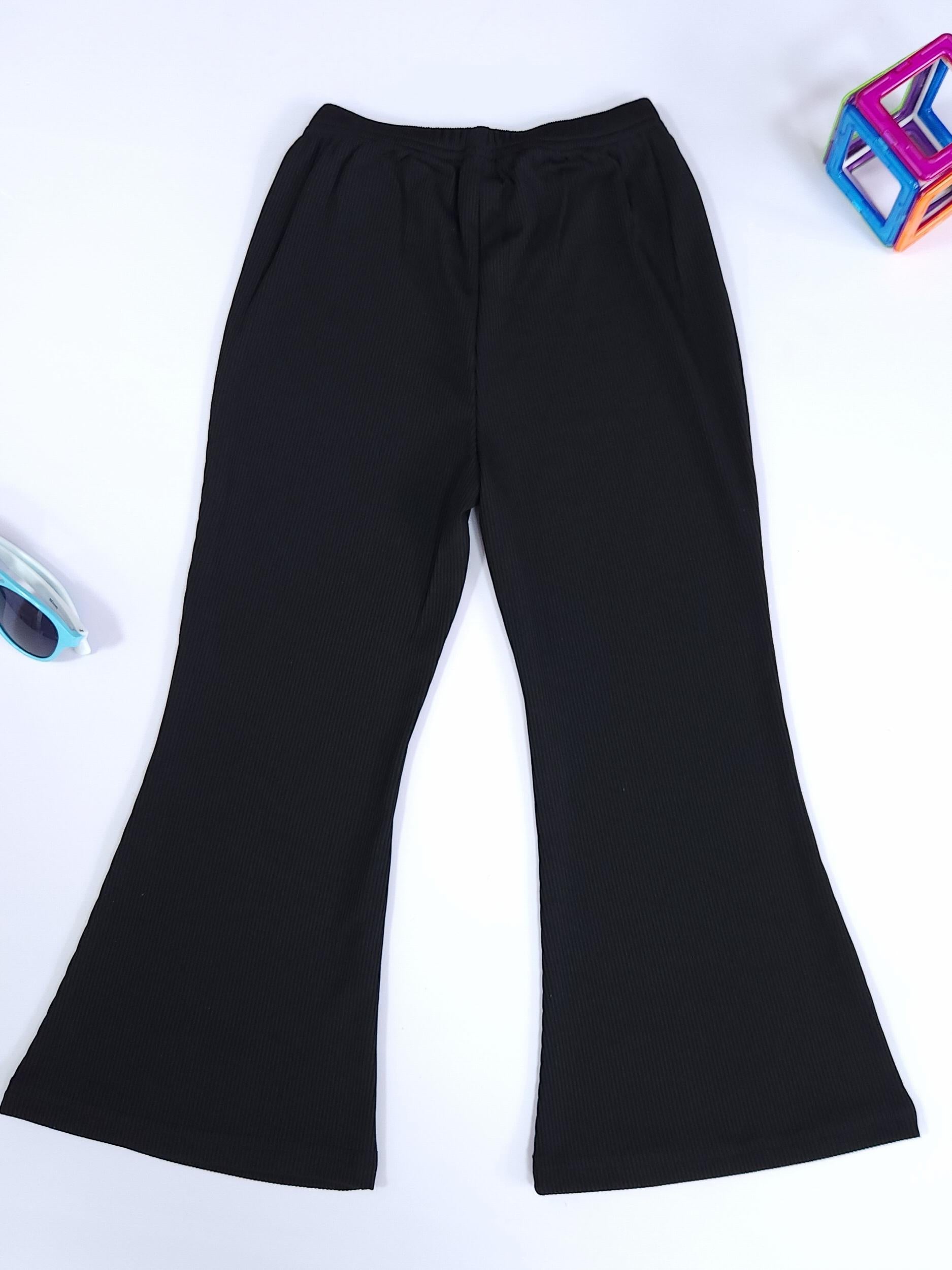 Girls Bunny Tag Flared Pants for Spring Summer Autumn