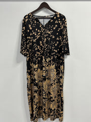 Floral Print Button Decor Plus Size Casual Dress