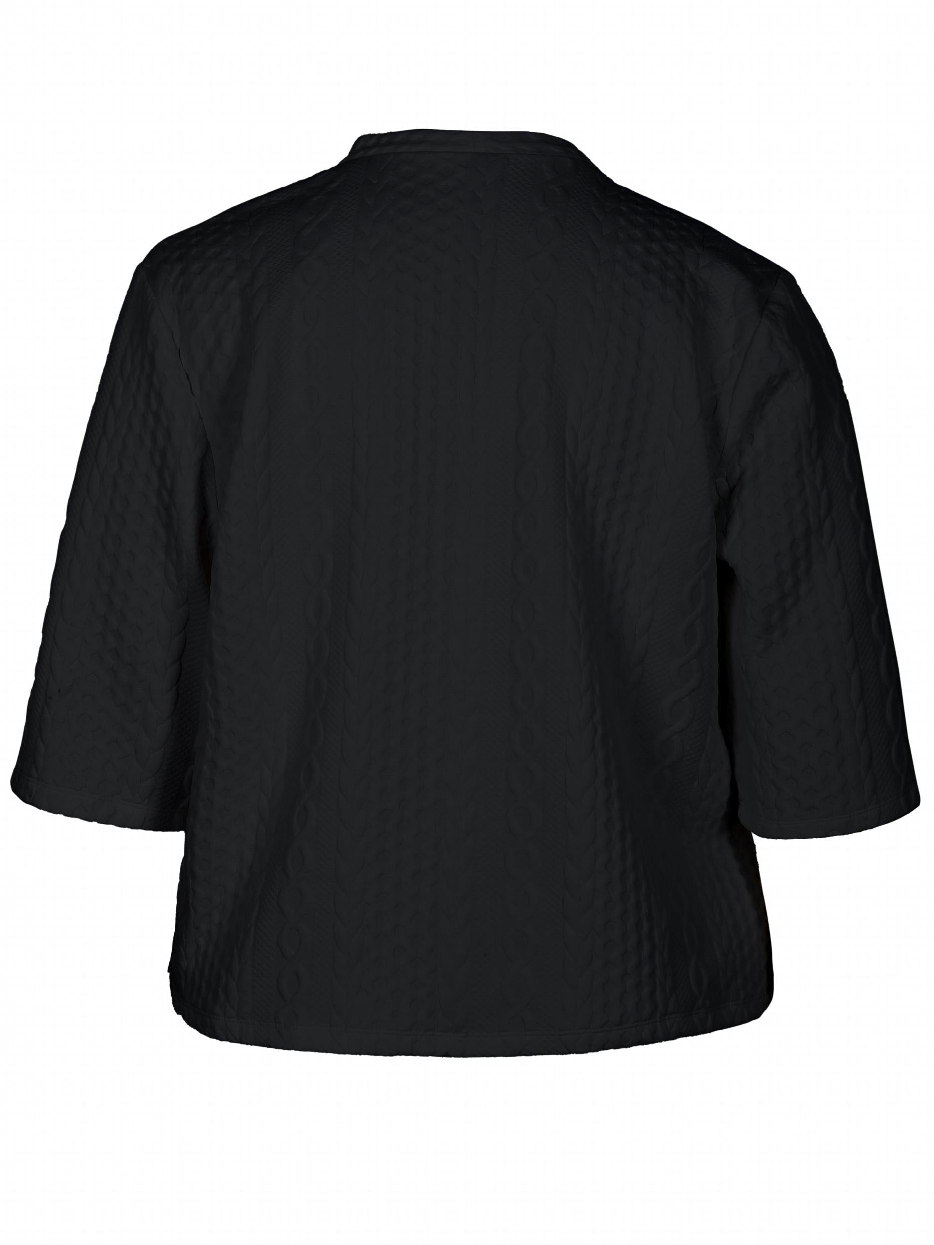  Solid Cable Half Sleeve Open Front Cardigan