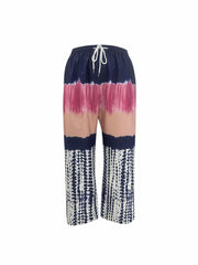 Women's Plus Colorblock Tie Dye Wide Leg Drawstring Pants