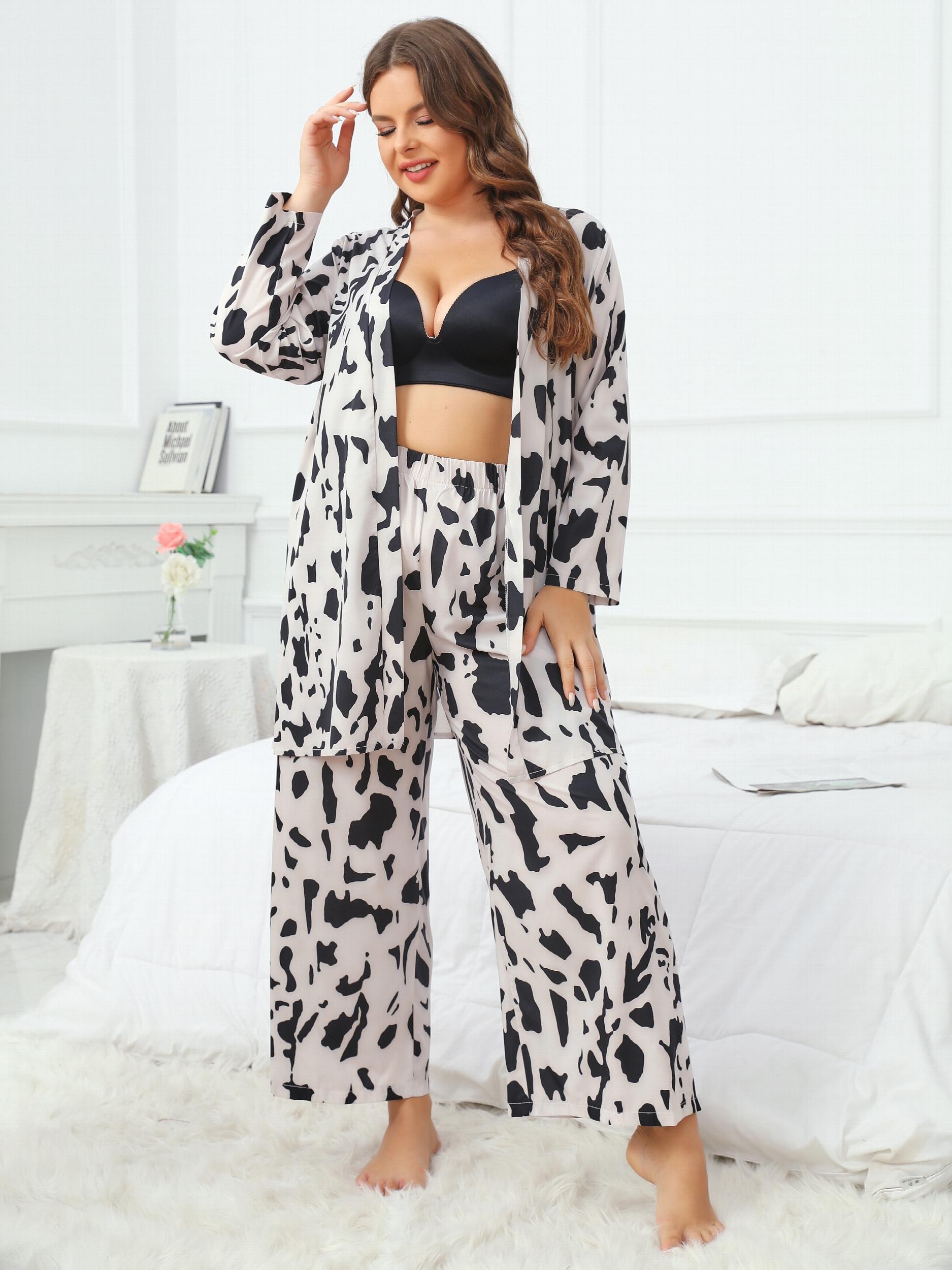  Floral Long Sleeve Robe & Pants Set