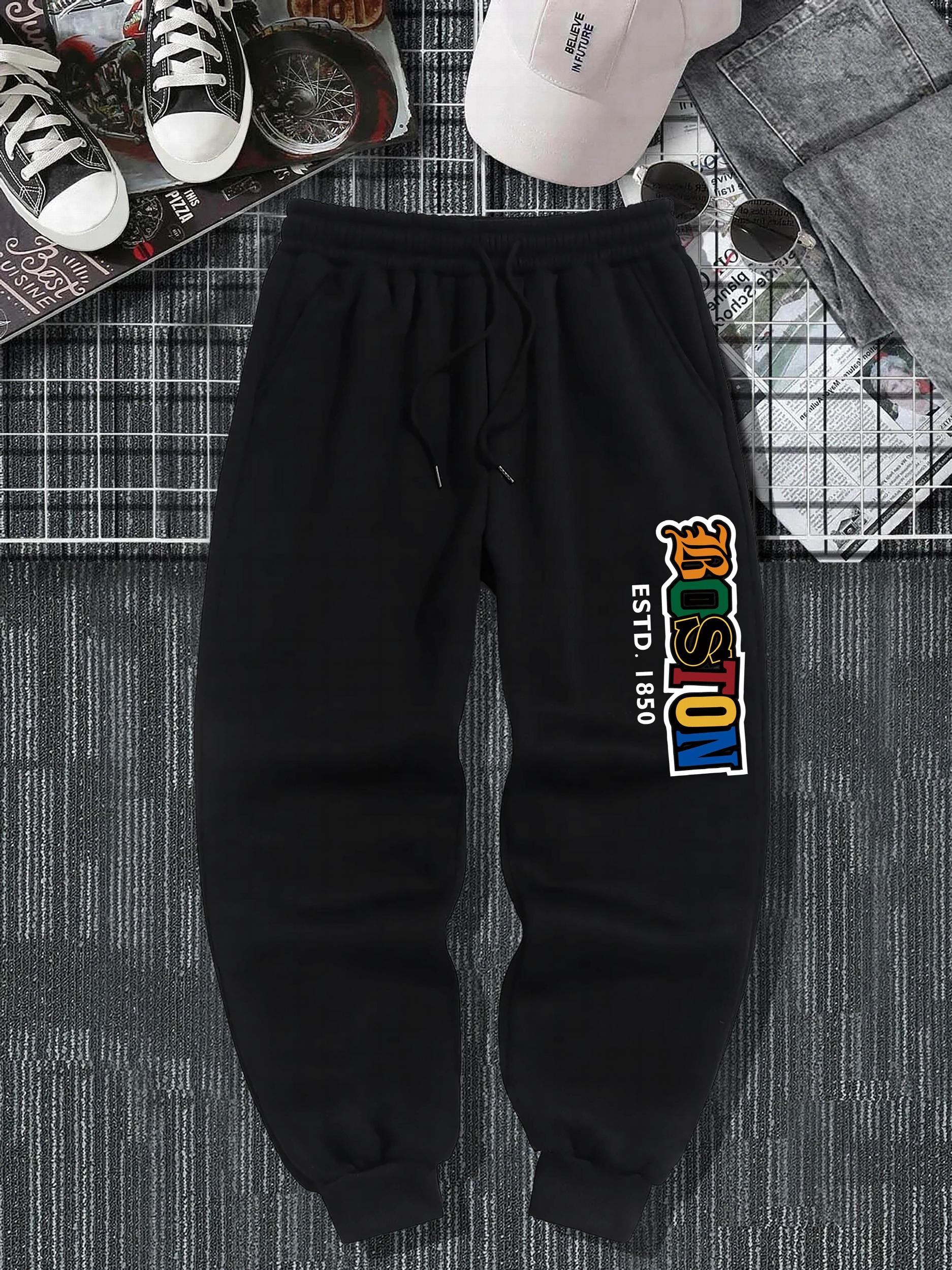 Rose Pattern Joggers Men's Casual Loose Fit Drawstring Pants