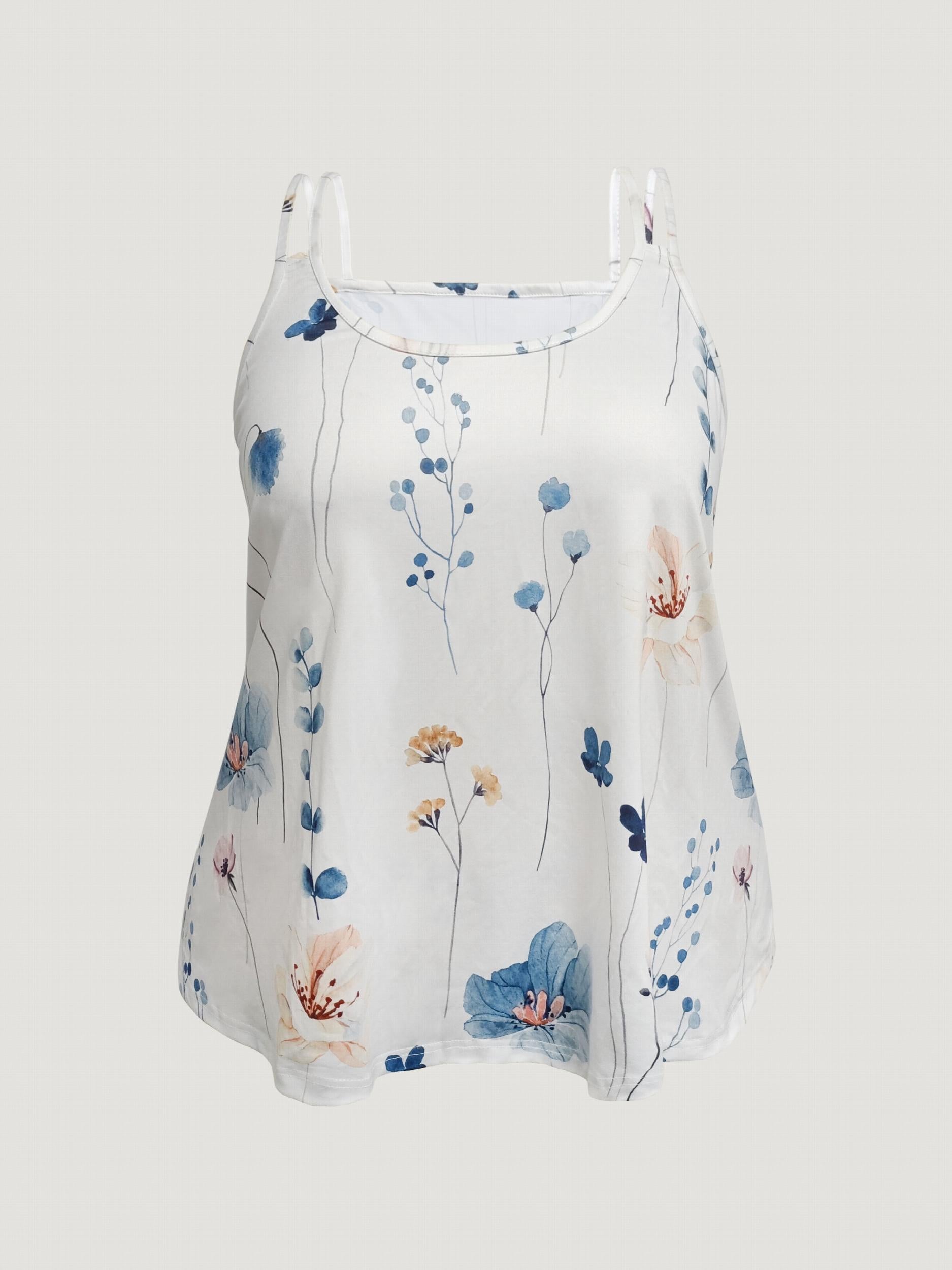  Floral Print Split Strap Tank Top