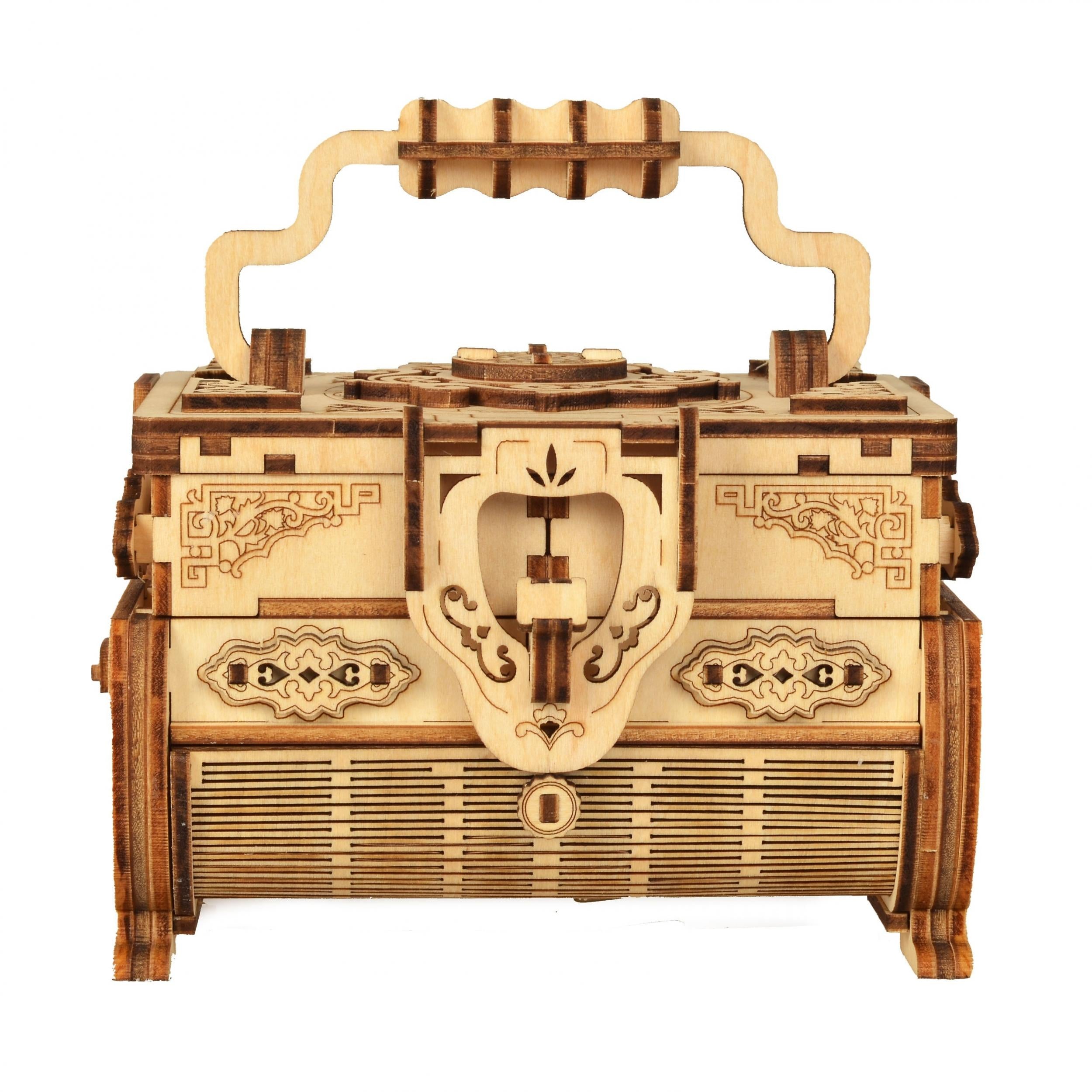 3D Wooden Puzzle Antique Jewel Box Music Box Kit DIY Home Decoration