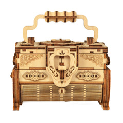 3D Wooden Puzzle Antique Jewel Box Music Box Kit DIY Home Decoration