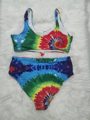  Tie Dye Tank Top & Panty Swimsuit Set