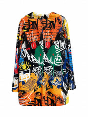  Graffiti Print Lapel Blazer