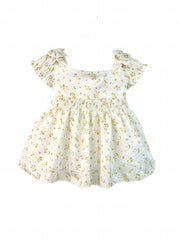 Baby Girl Off Shoulder Shirred Ditsy Print Cami Dress