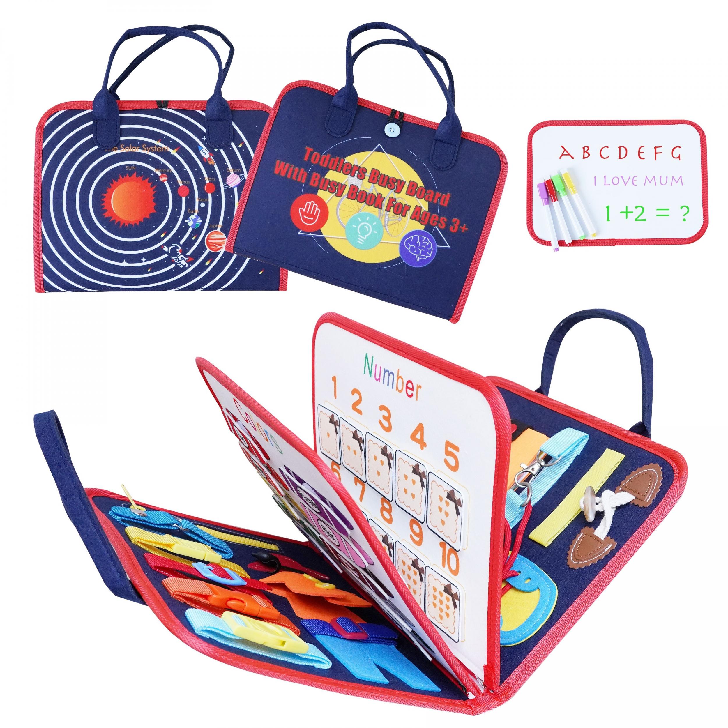 Montessori Busy Board Sensory Toys 5-in-1 for Toddlers 1-3 Yrs
