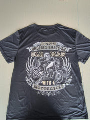 Men's 3D Old Man & Motorcycle Print T shirt Mid Stretch Crew Neck