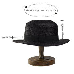 Handwoven Grass Jazz Cowboy Hat Seaside Vacation Sunshade Straw Hat