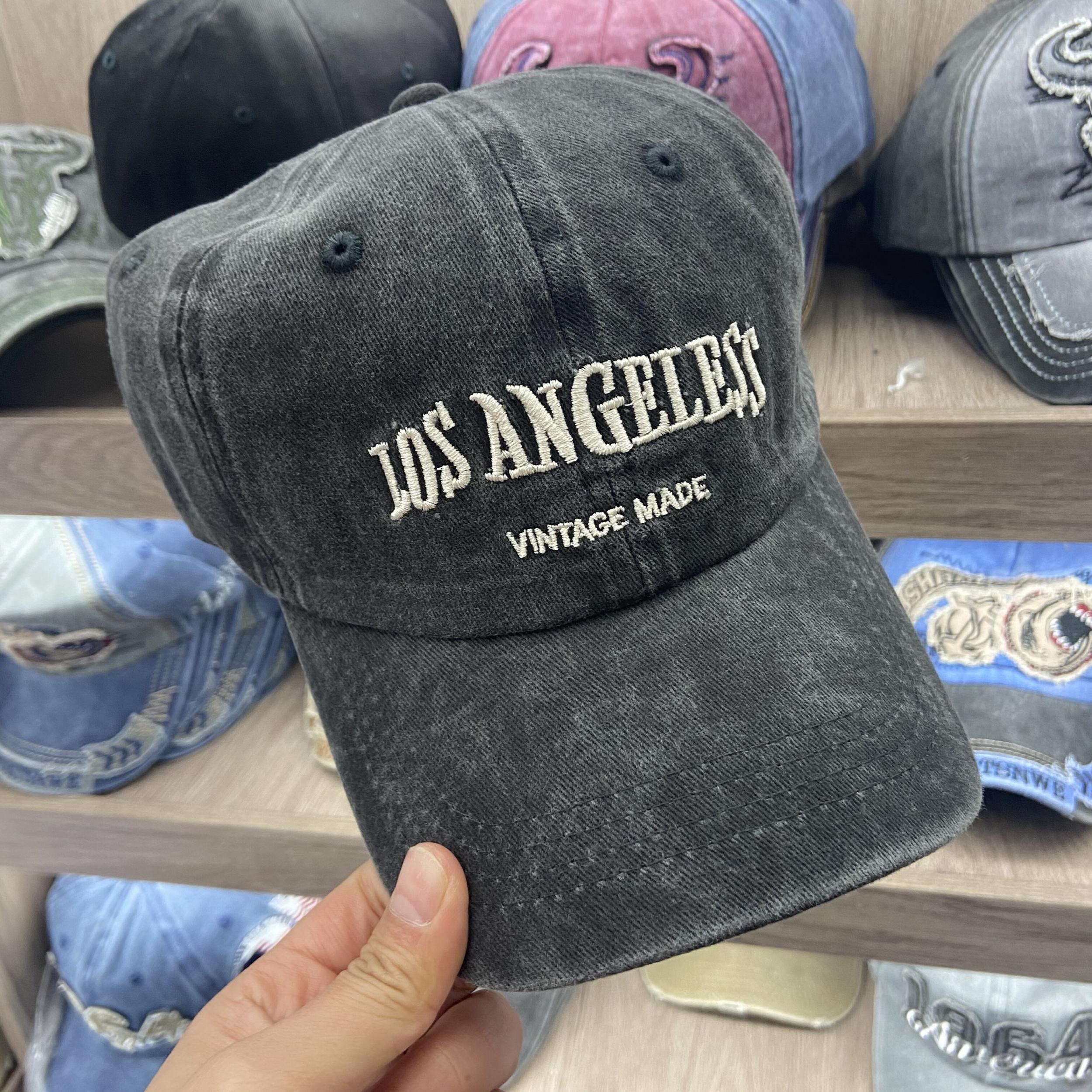 LA Embroidered Distressed Baseball Cap Adjustable Dad Hat