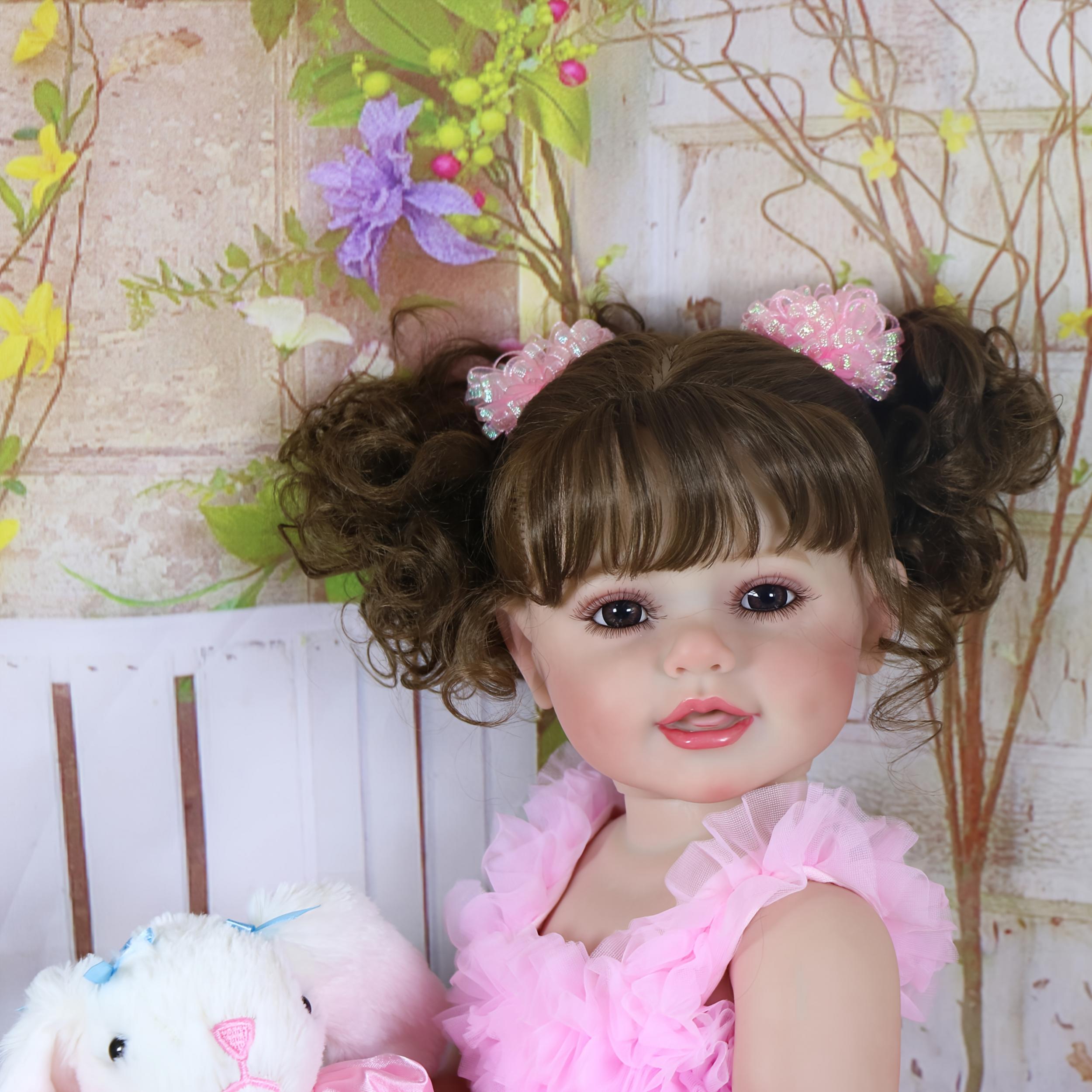 55" Doll 3D Painted Skin Soft Full Vinyl Rooted Hair Plush Bunny Gift