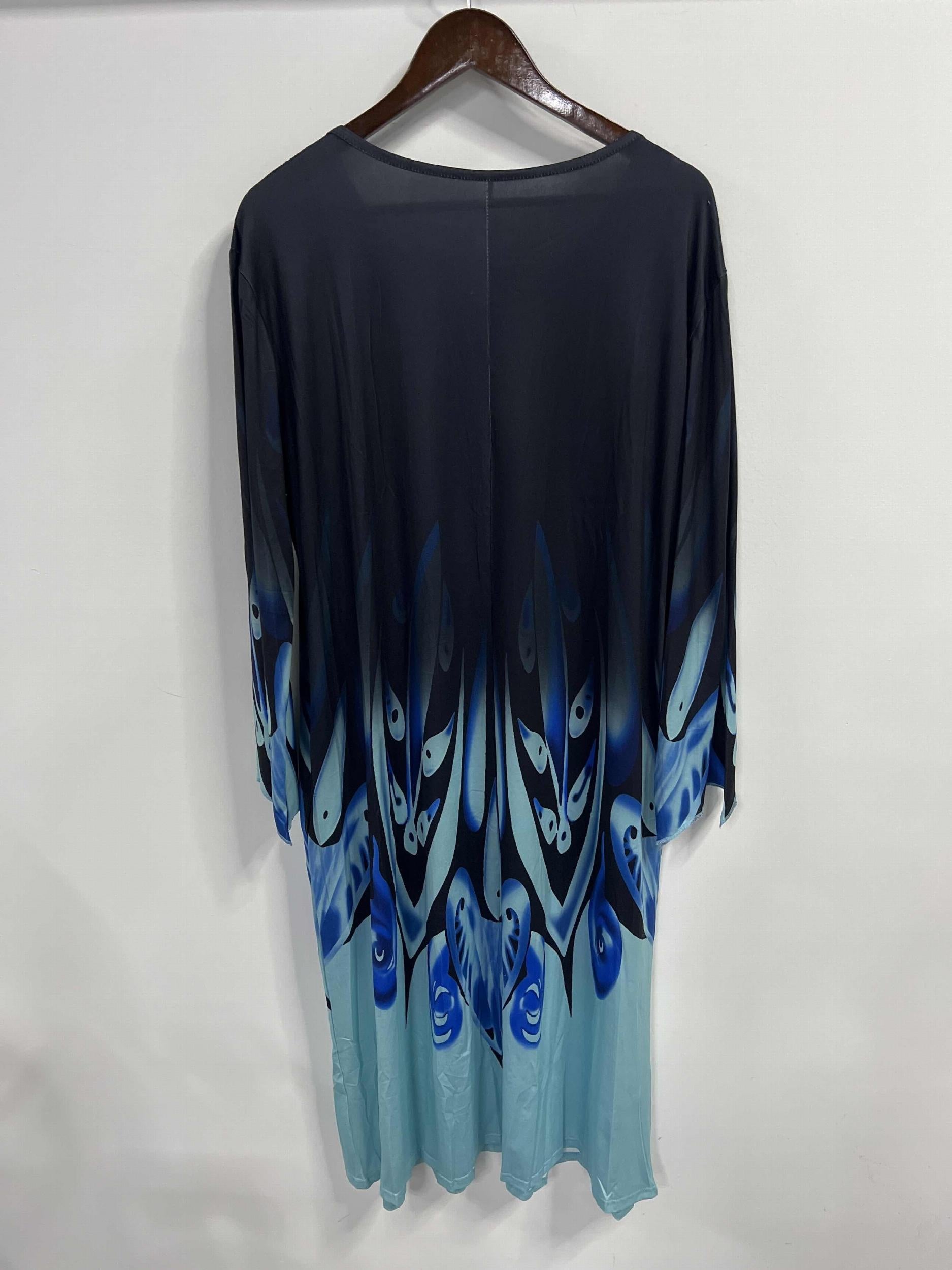  Ombre Geometric Print Maxi Dress With Bell Sleeves
