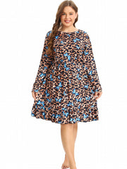  Sexy Nightdress Women's Plus Leopard & Butterfly Print Long Sleeve