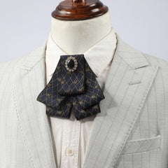 Men's Formal Dress Vintage Skeleton Head Gemstone Collar Bow Tie
