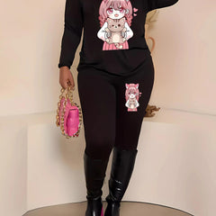  Cartoon Anime Print 2 Piece Set