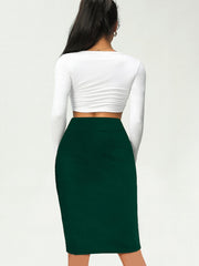 Solid Bag Hip Skirts High Waist Pencil Skirts Women's Clothing