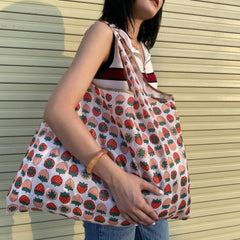 Large Capacity Print Shopper Bag Lightweight Foldable Shoulder Bag