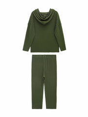  Solid Long Sleeve Hoodie & Pants 2 Piece Set