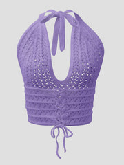Y2K Crop Sweater Bralette Halter Neck Casual Sweater Women