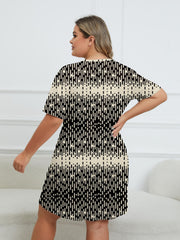  Striped Round Neck Short Sleeve Loungewear Dress