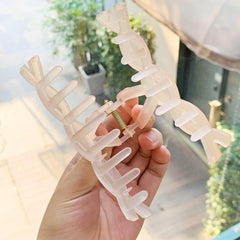 Pink Acrylic Large Hair Claw Frosted Shark Claw Ponytail Holder