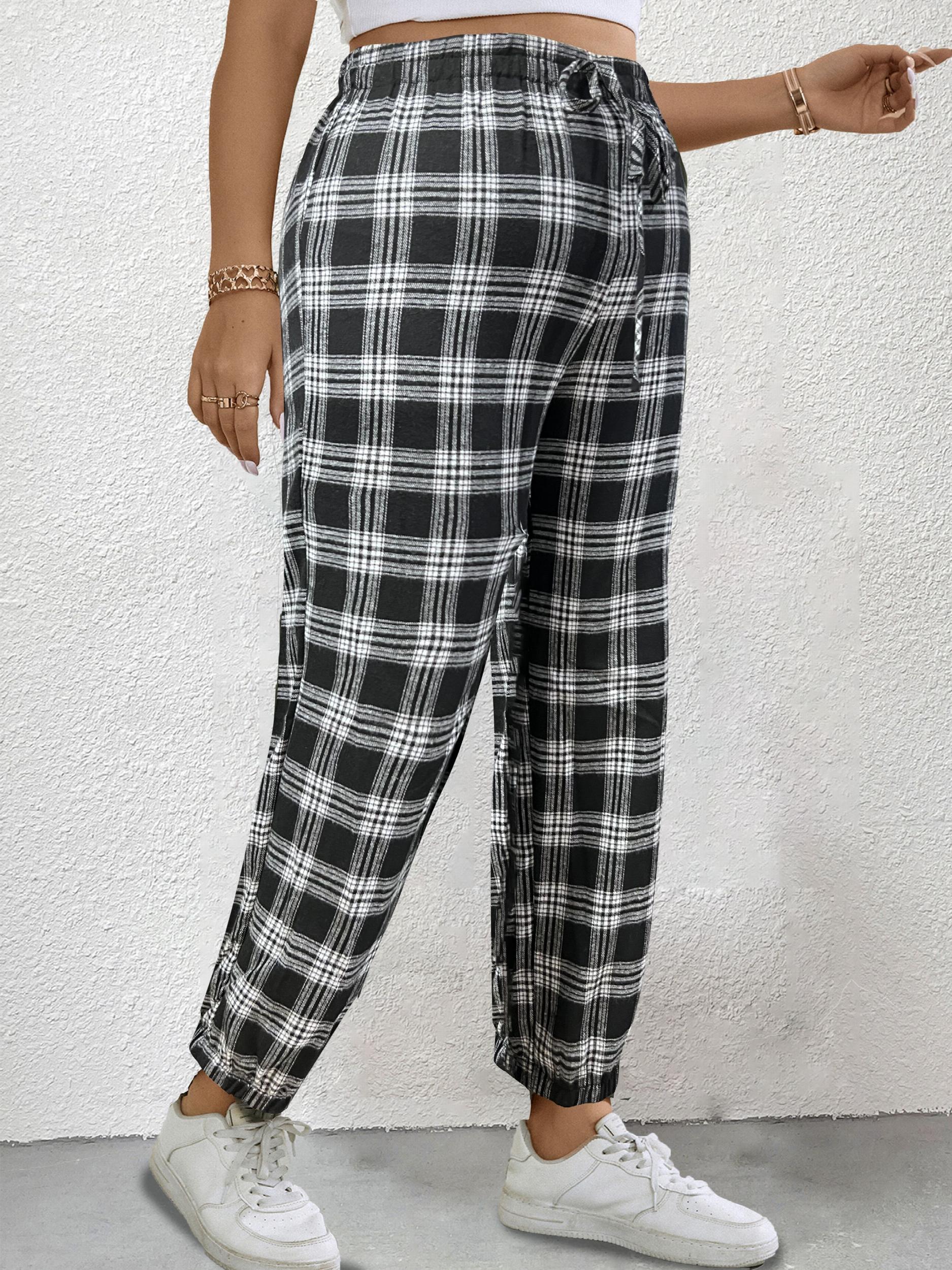 Women's Plus Plaid Tie Front Harem Pants