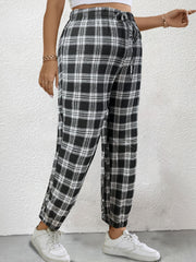 Women's Plus Plaid Tie Front Harem Pants