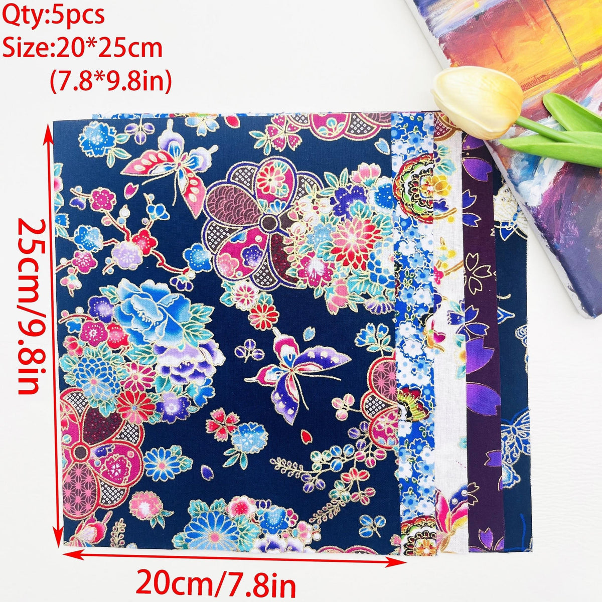 5pcs Butterfly Printed Cotton Fabric DIY Sewing And Scrapbooking Cloth
