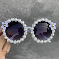 Flower Round Sunglasses Faux Pearl UV400