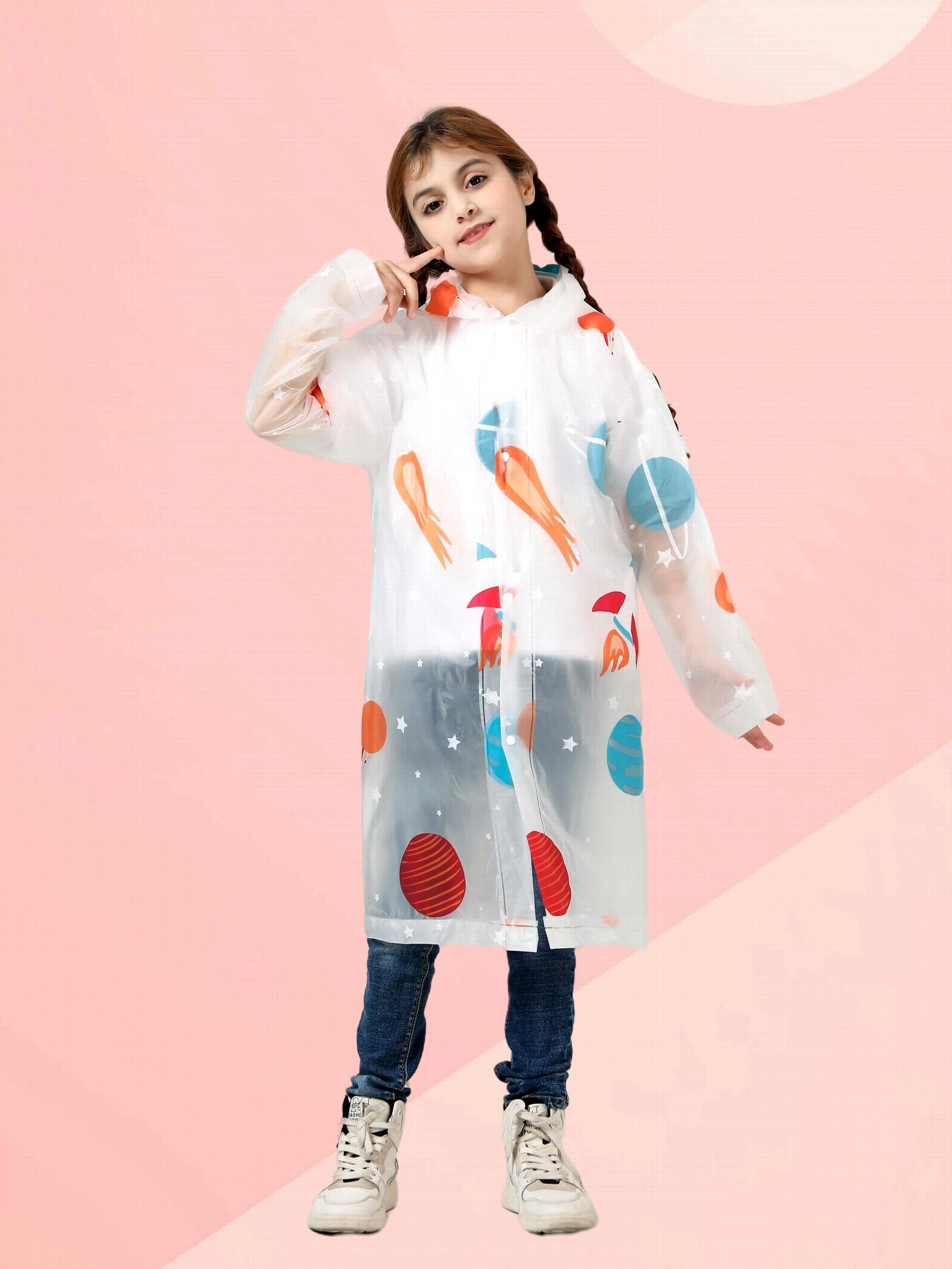 Girls Cartoon Raincoat Poncho for School
