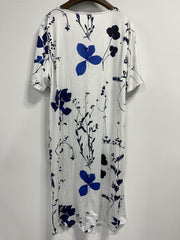 Floral Print Short Sleeve Plus Size Casual Dress with Pockets